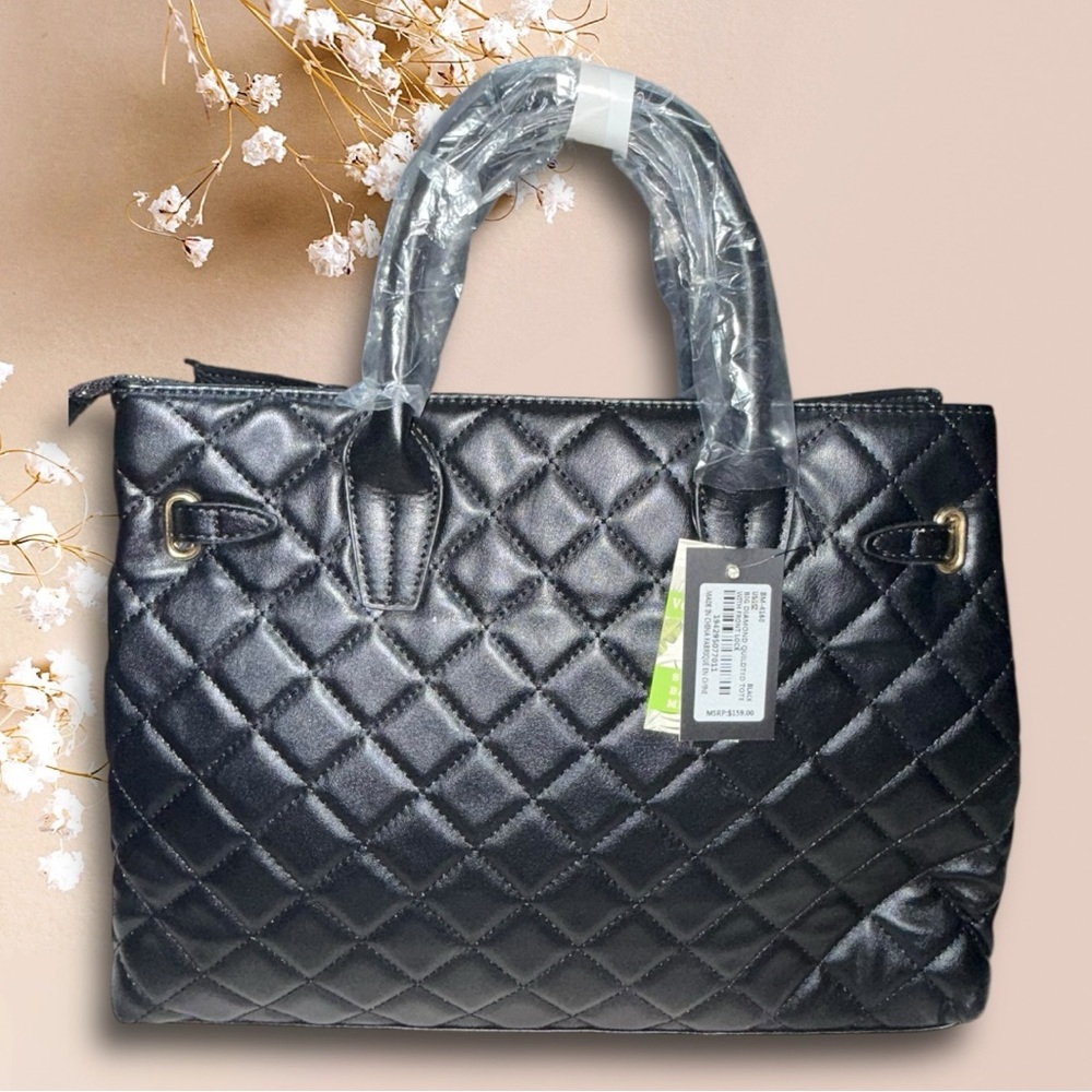 Badgley Mischka NWT Elegant Black Quilted Handbag - $159 Retail - Picture 2 of 10